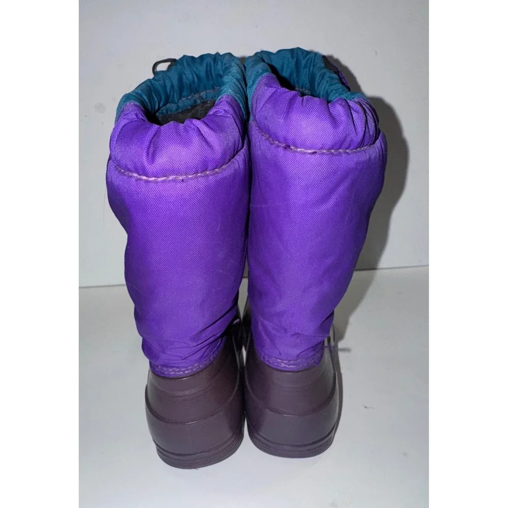 Sorel Vintage Kids Size 13 Purple Teal Colorblock Snow Boots Made in Canada